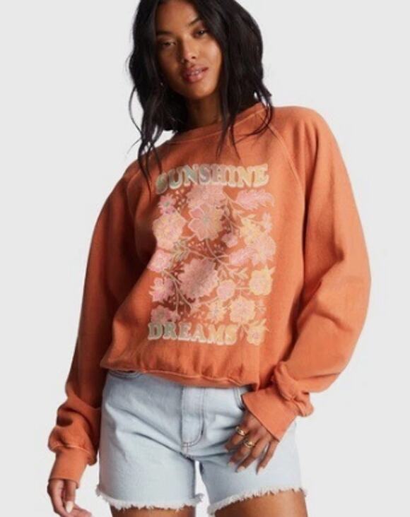 Billabong Tops - Billabong Here We Go Crewneck Graphic Sweatshirt Fleece Lined Pullover Med. NWT